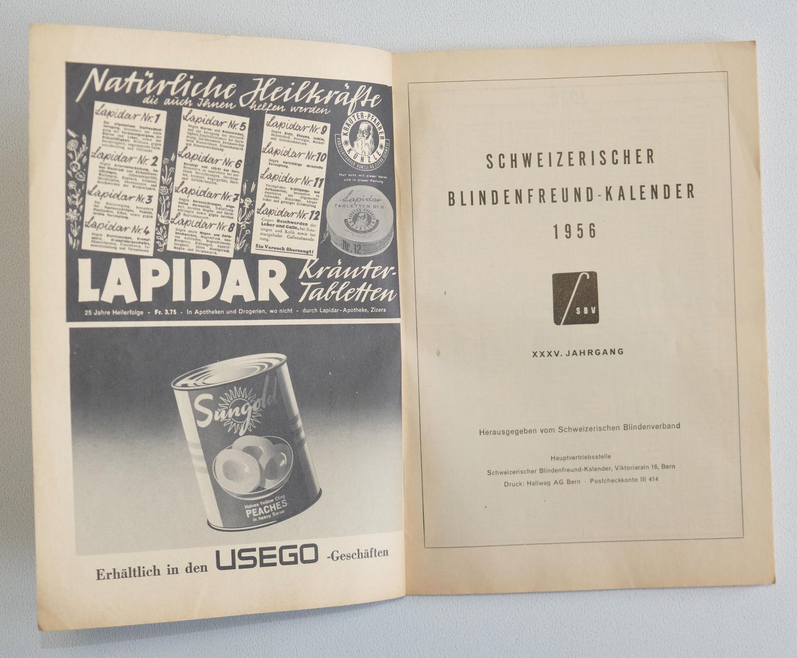 Revues & Magazines: Schweizerischer Blindenfreund Kalender 1956 – D'occasion à Zürich par Melody2000 1