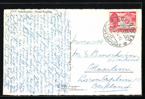 Cartoline postali: AK Adelboden, Hotel Regina mit Schnee – Usato da Berlin venduto da bartko-reher 1