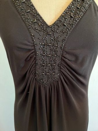 Robe longue noire drapée vintage années 90, neuve (T: 42)