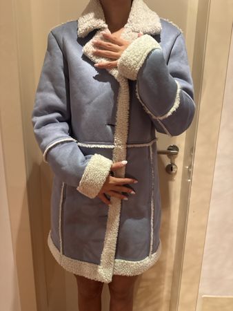 Stylish Faux Suede Winter Coat with Sherpa Lining!