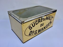 alte Blechdose Dose mit Glasdeckel DR G. WANDER S MALZZUCKER