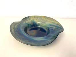 Kunstglas-Schale von Ahmed Fouad in Blau und Grün