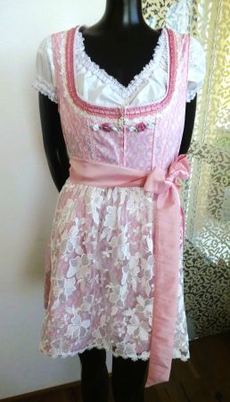 Dirndl Kleid Tracht mit Bluse und Schürze, Gr. 42