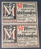2 x 50 PFENNIG / MÜHLHAUSEN 1921 (BANKFRISCH)