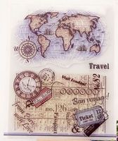 Neues Set  Motivstempel Vintage, Travel, Weltkugel, Tickets