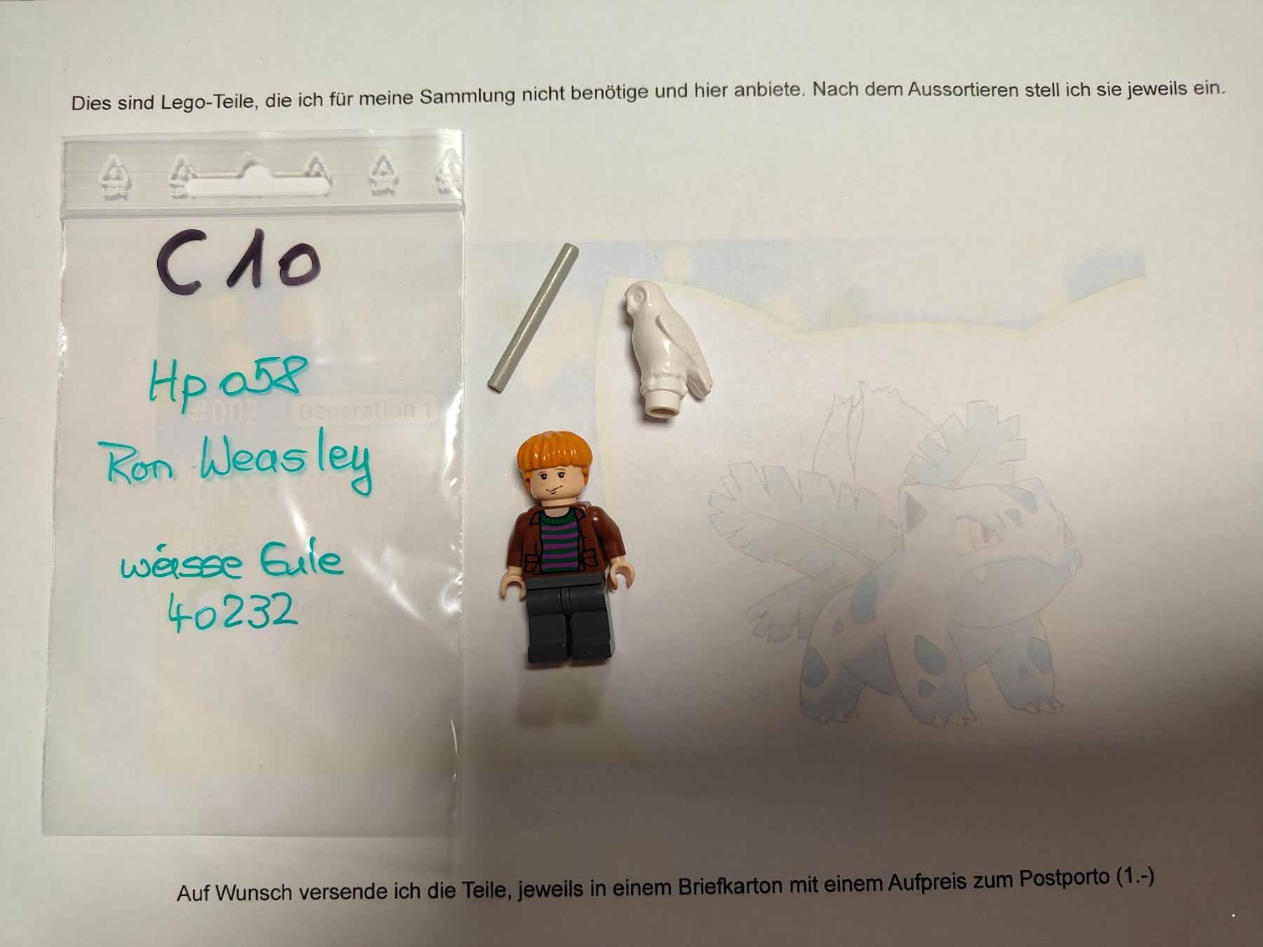 Lego Kit di costruzioni: Legofigur   hp058  Ron Weasley   /C10 – Usato da St. Gallen venduto da Bisaknosp