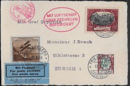 1930 o Triesenberg ZEPPELIN Fahrt Basel TOP Frankat. ab 1.-