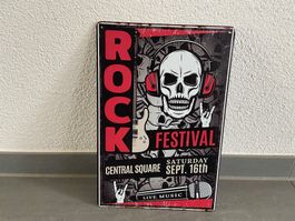 Totenkopf Vintage Tafel NEU ! SCHILD! ROCK FESTIVAL!