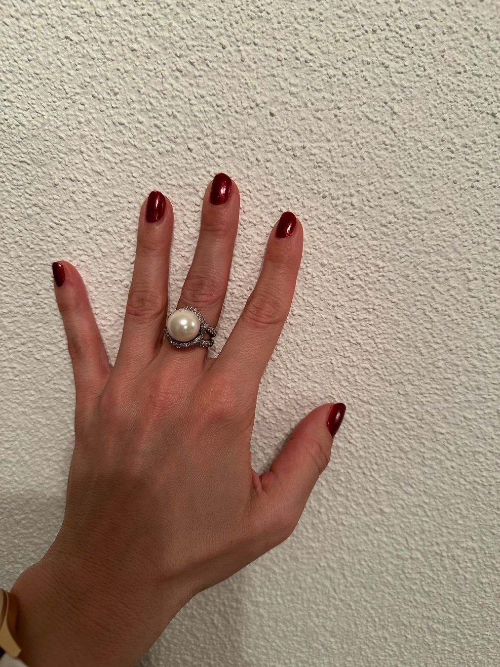 Anelli: Modeschmuck Ring mit 12 mm Perle und weissen Steinen – Usato da Emmenbrücke venduto da little.treasures 1