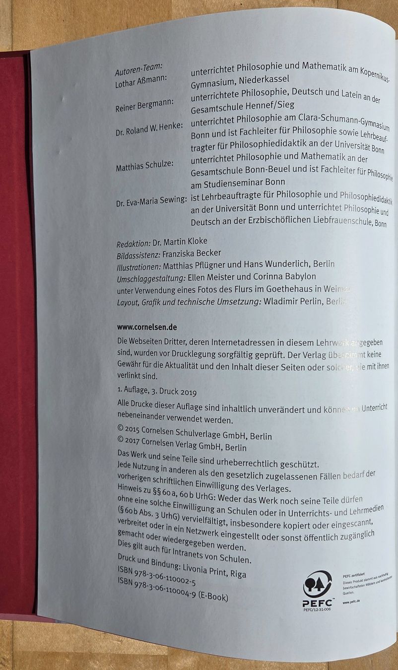 Libri: Zugänge zur Philosophie, Einführungsphase, Cornelsen – Usato da Basel venduto da Danlu 1