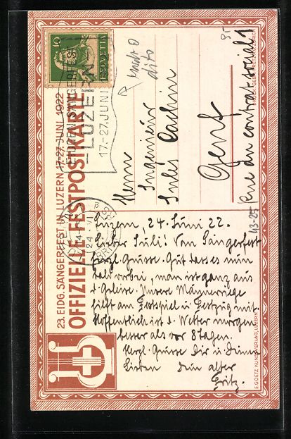 Cartoline postali: Luzern, 23. Eidgenössisches Sängerfest – Usato da Berlin venduto da bartko-reher 1