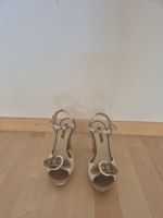 Sandalen mit Absatz, Schlangenmuster, Grösse 35
