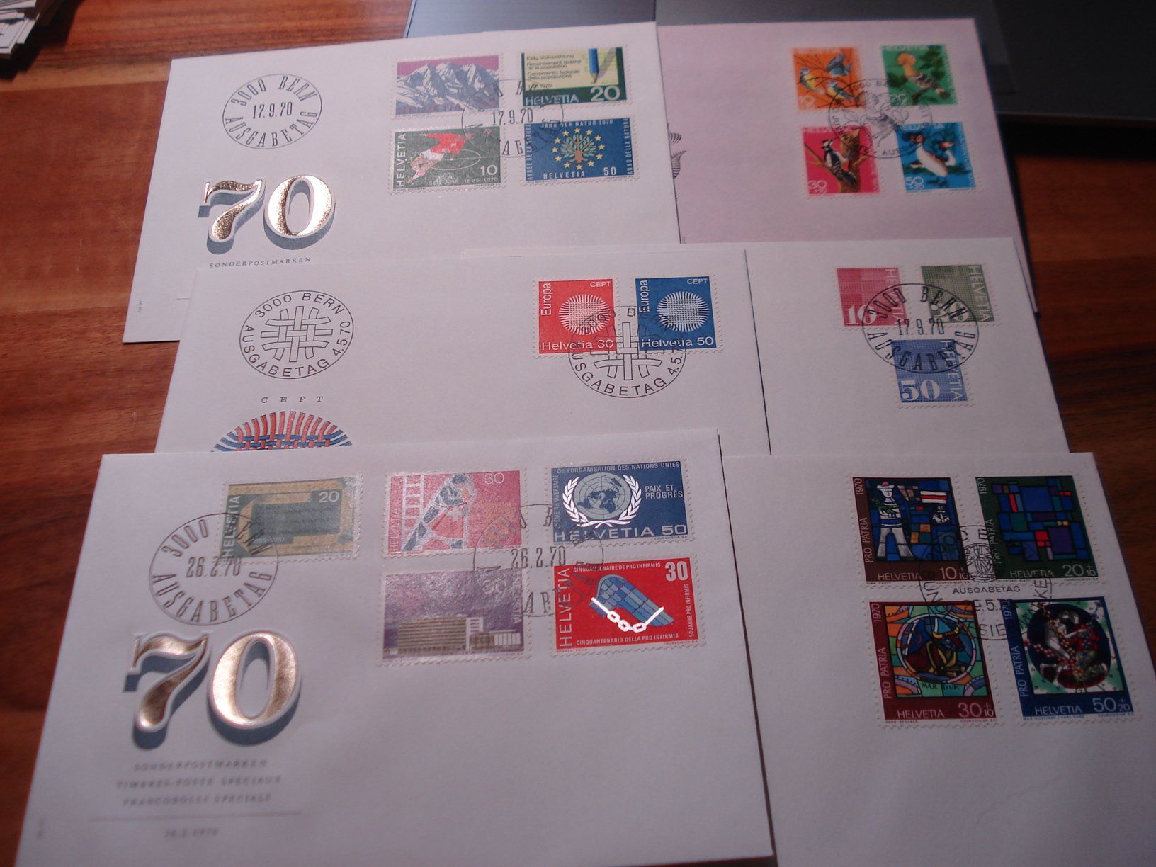 Alle Briefmarken: Set 1970, FDC 6 Belege – Gebraucht aus Niederwil AG von morostahu 1