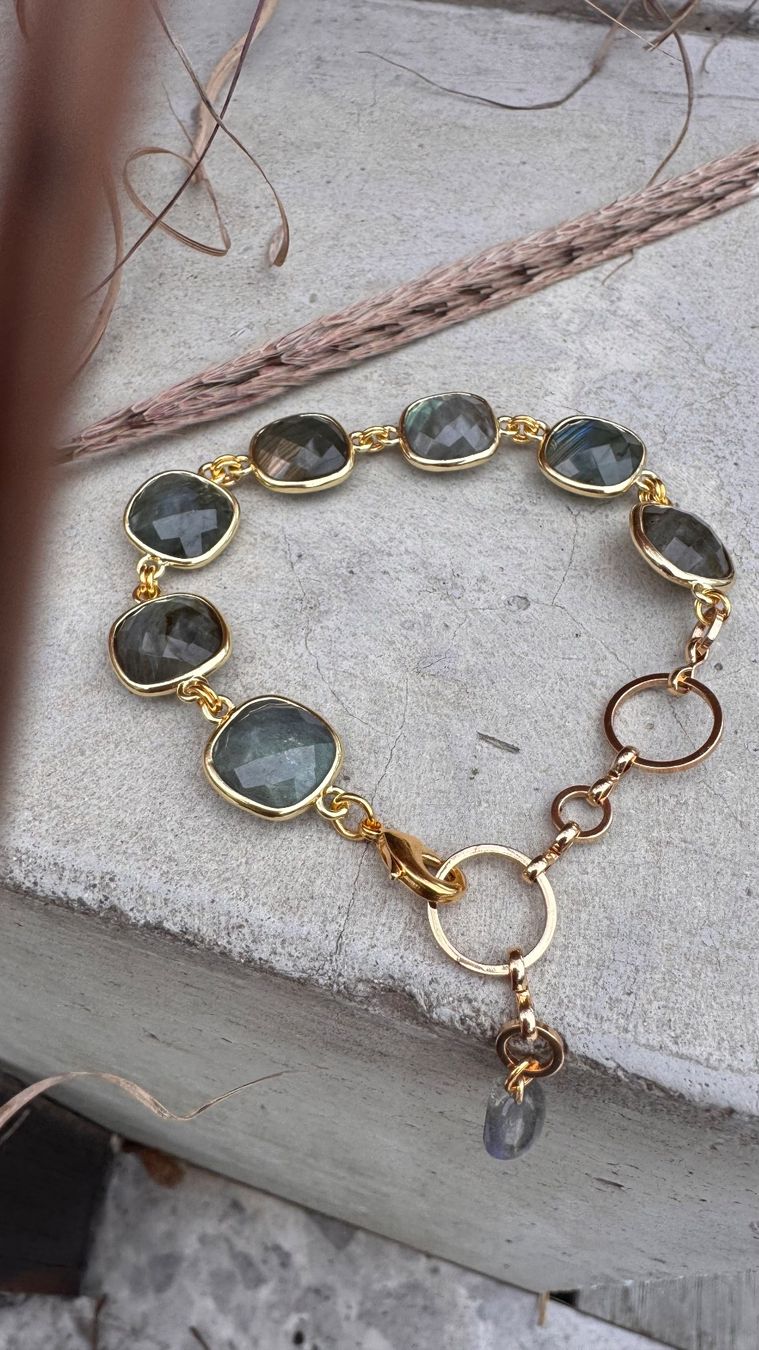 Armbänder & -reifen: Wunderschönes LABRADORIT-Armband mit Charm vergoldet – Neu und originalverpackt aus Rombach von Ivreajewels 2