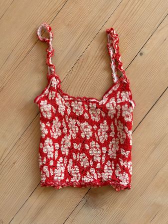 Croptop /Top kurz,bauchfrei,Rüschen,Stretch,Zebra,Gr.L