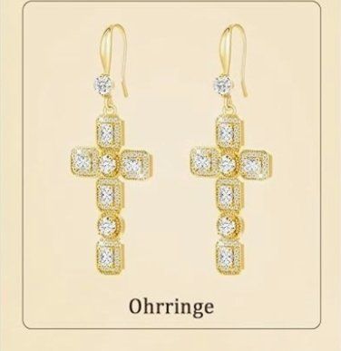 Ohrringe & -stecker: Ohrringe Kreuz vergoldet – Neu und originalverpackt aus Hemmental von Schmuckstudio 2
