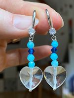 Unikat - Bergkristall Herzchen, Swarovski, Aquamarin NEU