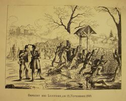 GEFECHT BEI LUNNERN, LITHORGRAPHIE, 1850