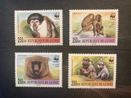 WWF Guinea 2000 Pavian Mangabe Affen Satz postfrisch