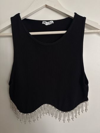 Zara Oberteil Schwarz Glitzer Grösse M/L