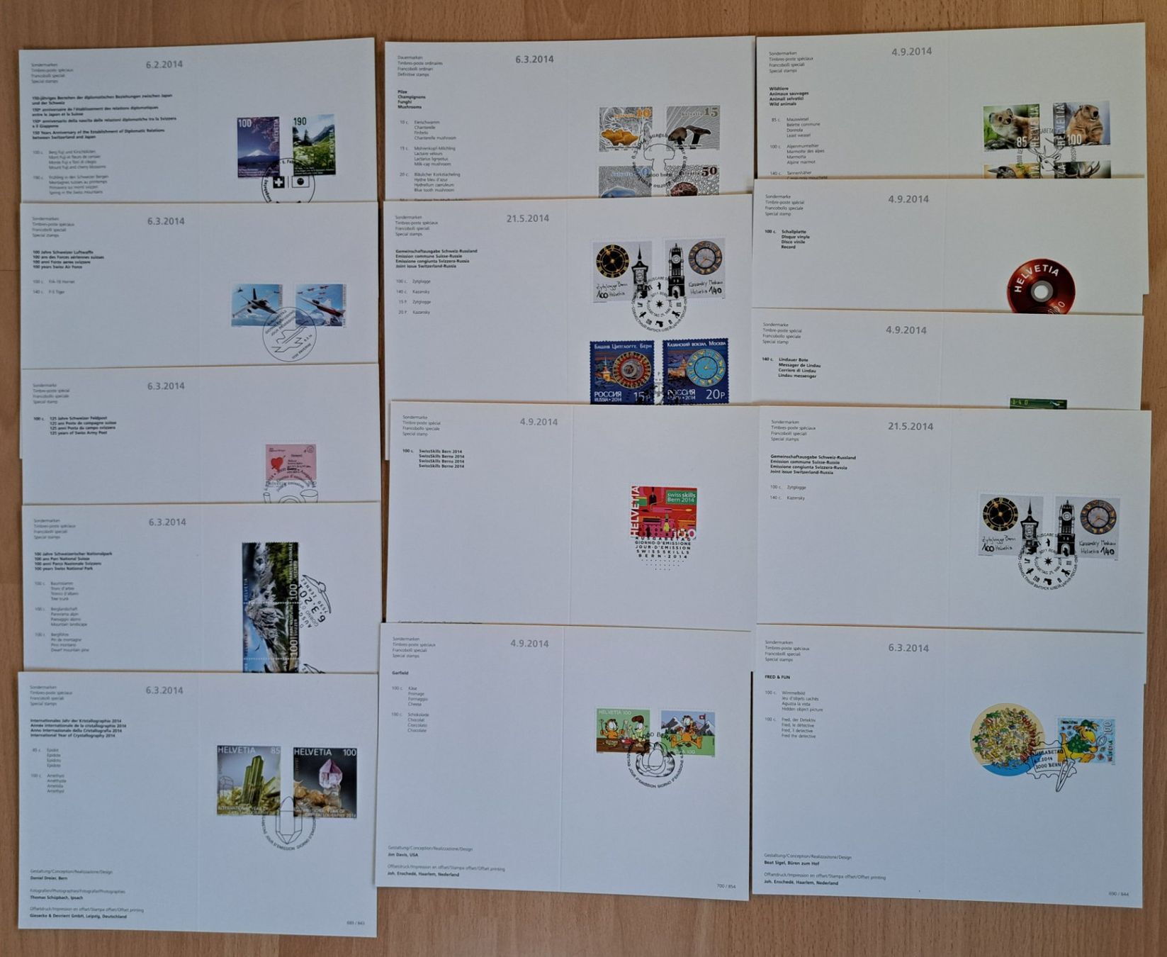 Alle Briefmarken: Lot Sammelblätter 2014 – Gebraucht aus Unterägeri von PhilatelieStudiger