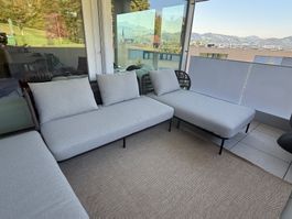 Lounge Sofa Gartenmöbel grau Metall neuwertig