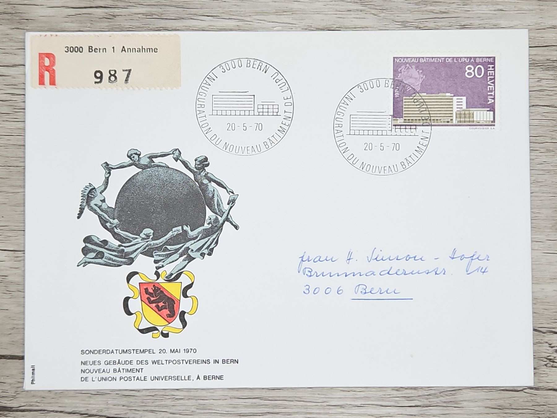 Tutti i francobolli: CL18 Enveloppe + Timbre Suisse 1970 – Usato da Cousset venduto da Patrick_Collections