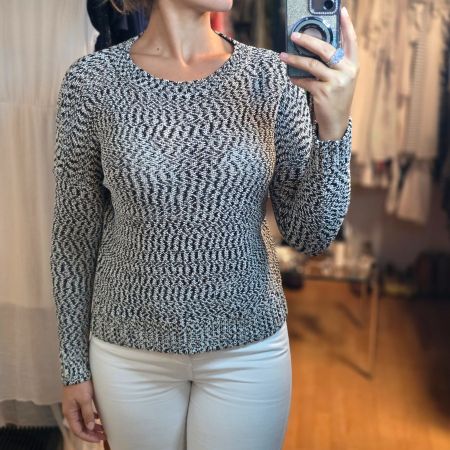 MARCS Pullover S/M Schwarz Weiß Silber Strick