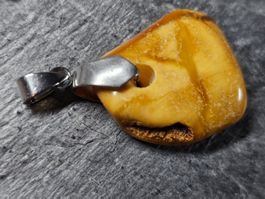 SALE Echt Bernstein Anhänger mit Kette massiv Naturbernstein