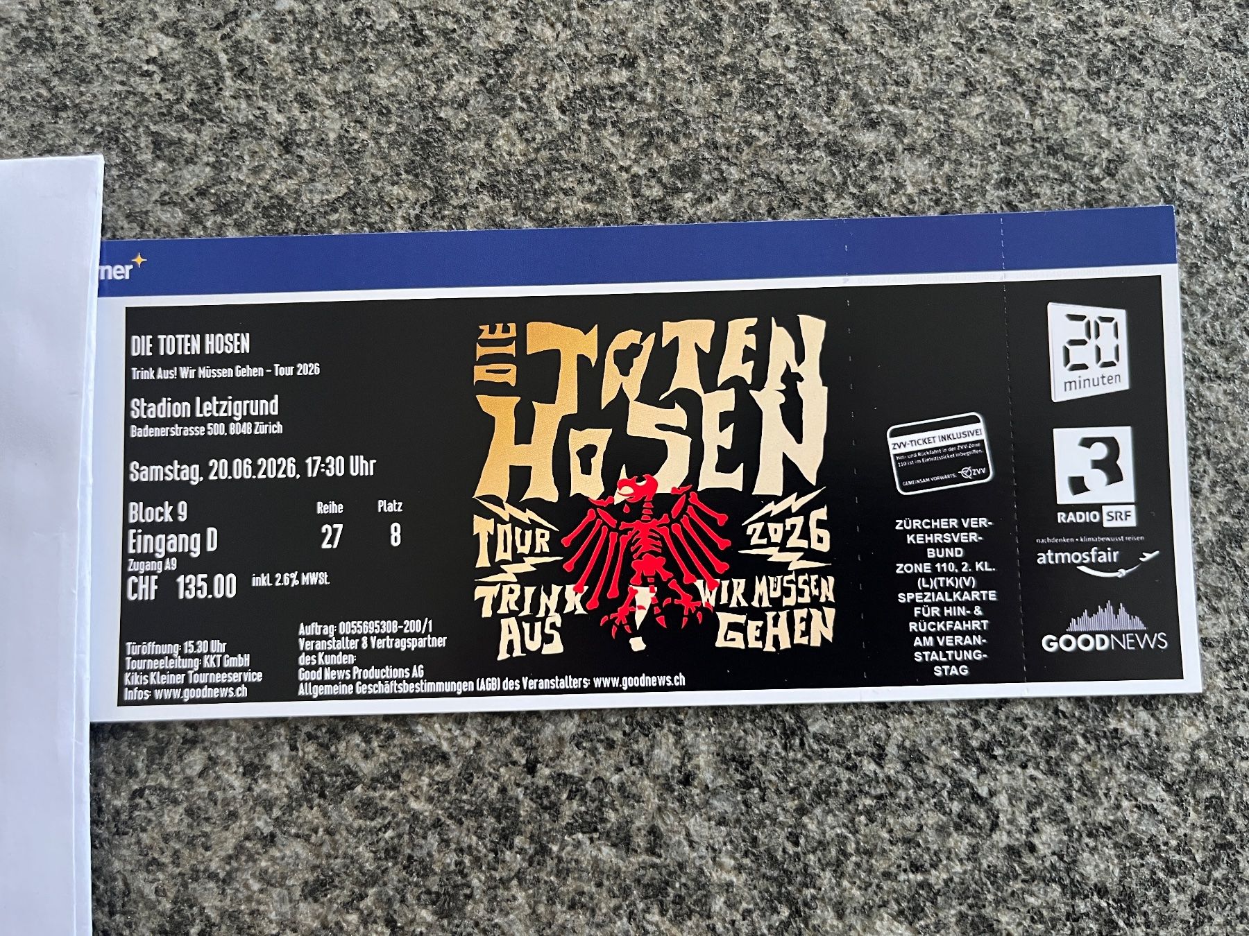 Biglietti: Die toten Hosen Ticket – Nuovo e nell'imballaggio originale da Erlen venduto da Thoschi75