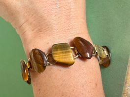 Armband Tiger Auge vergoldet