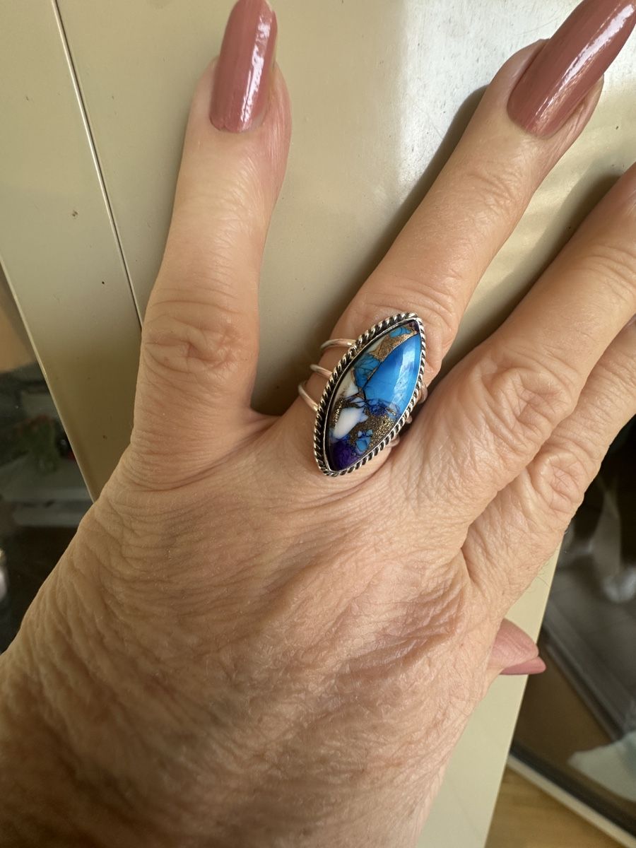 Anelli: Lila Dahlie Türkis Silber Ring – Nuovo e nell'imballaggio originale da Kriens venduto da Hortensie6 3