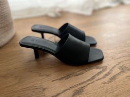 H&M Pantolette / Mules schwarz, Faux-Leder, Absatz 5cm, NEU