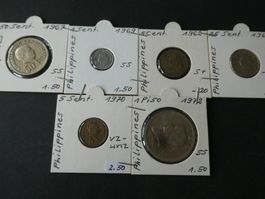 Philippinen, Konvolut alte Münzen 1967-72 meist unzirk