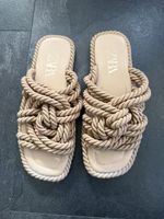 ZARA Sandalen, Beige Seil Optik, Gr. 39
