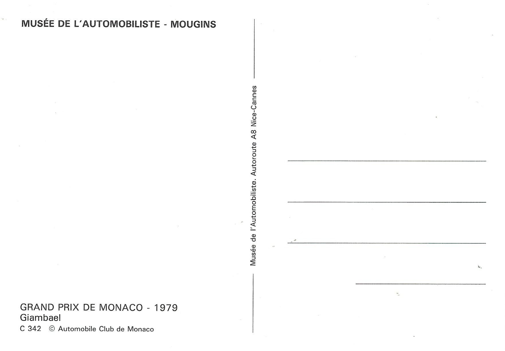 Cartoline postali: Postkarte, Formel 1 GP Monaco 1979 – Usato da Aarburg venduto da Hktm 1