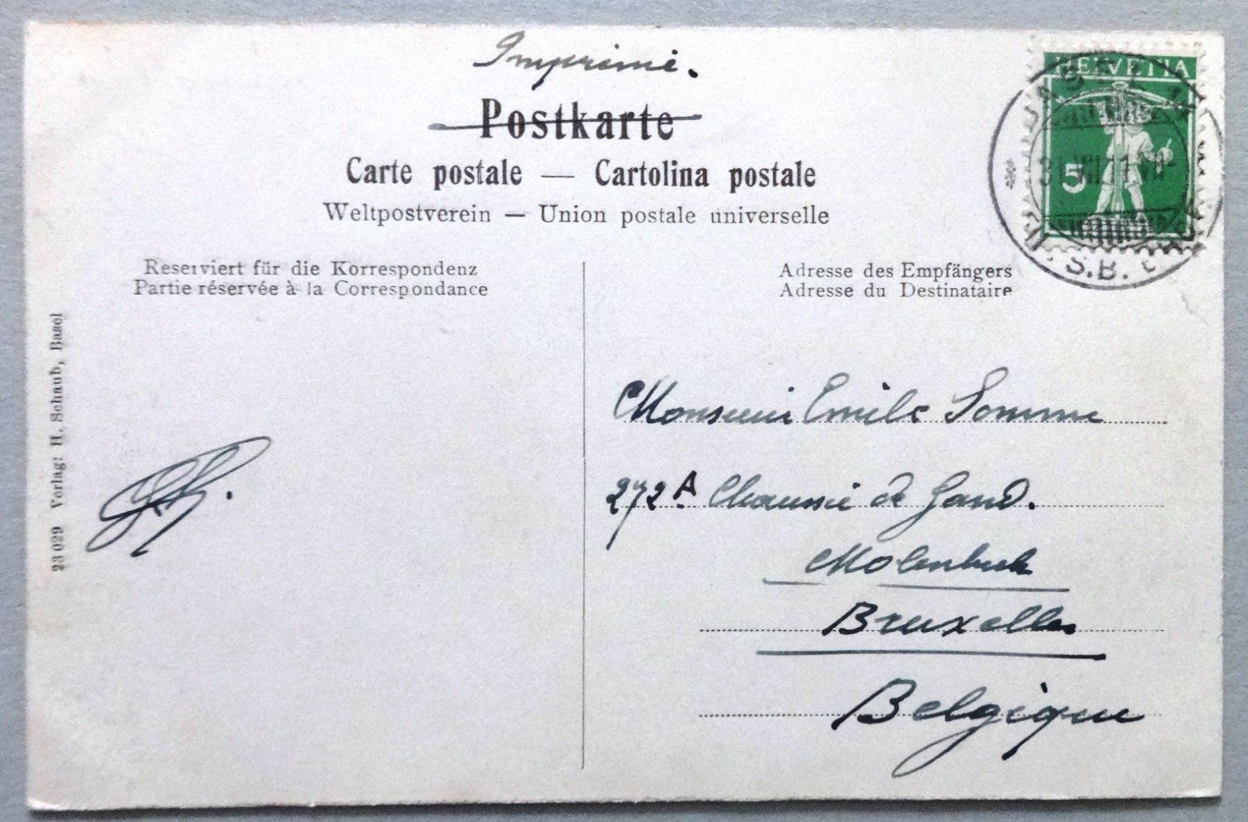 Cartoline postali: Basel - Strassburger Denkmal – Usato da Fétigny venduto da Billy2miny 1