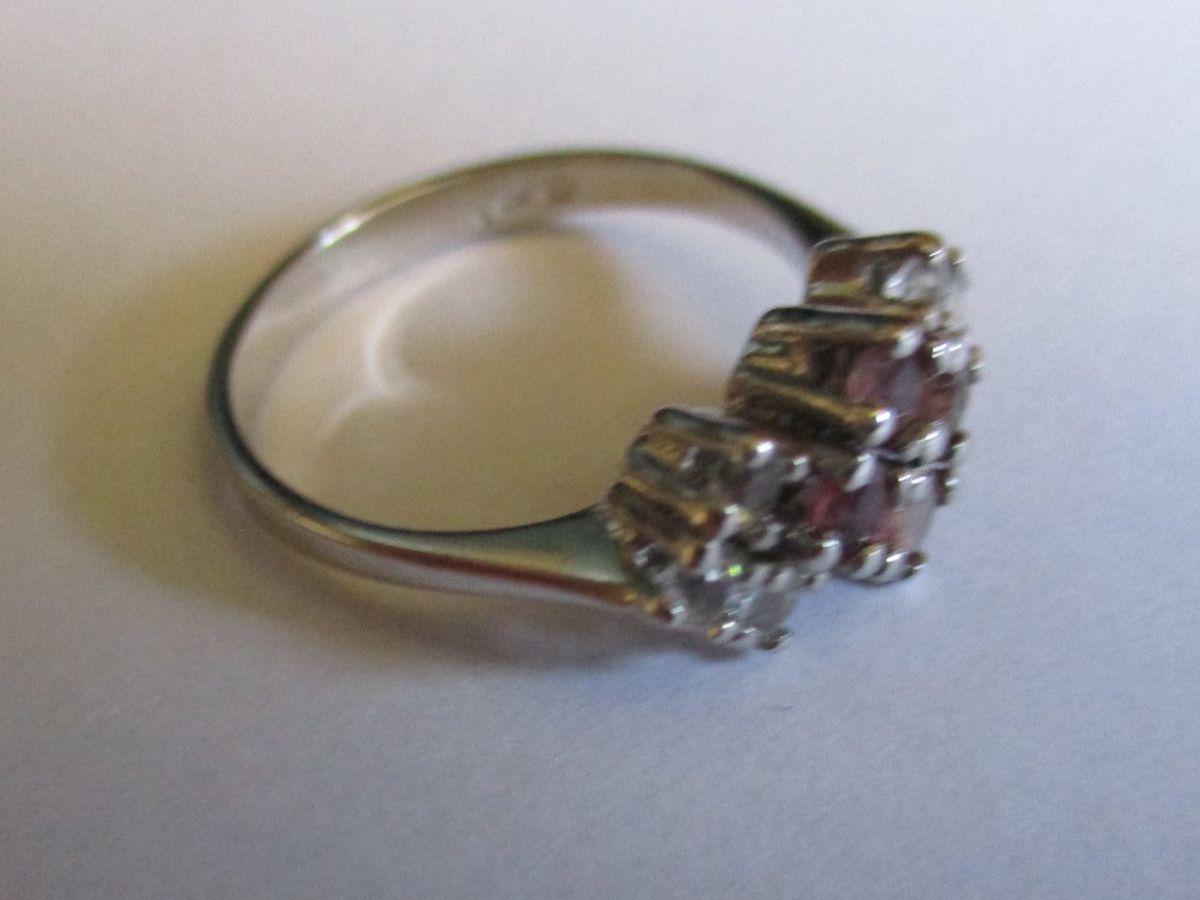 Anelli: Bague argent 800 avec pierres roses et blanches – Usato da La Sarraz venduto da vic_v6kz 1