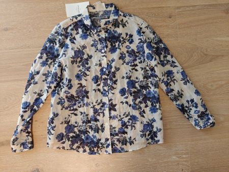 Sezane Bluse Blumen Blau, Gr. 40, neu