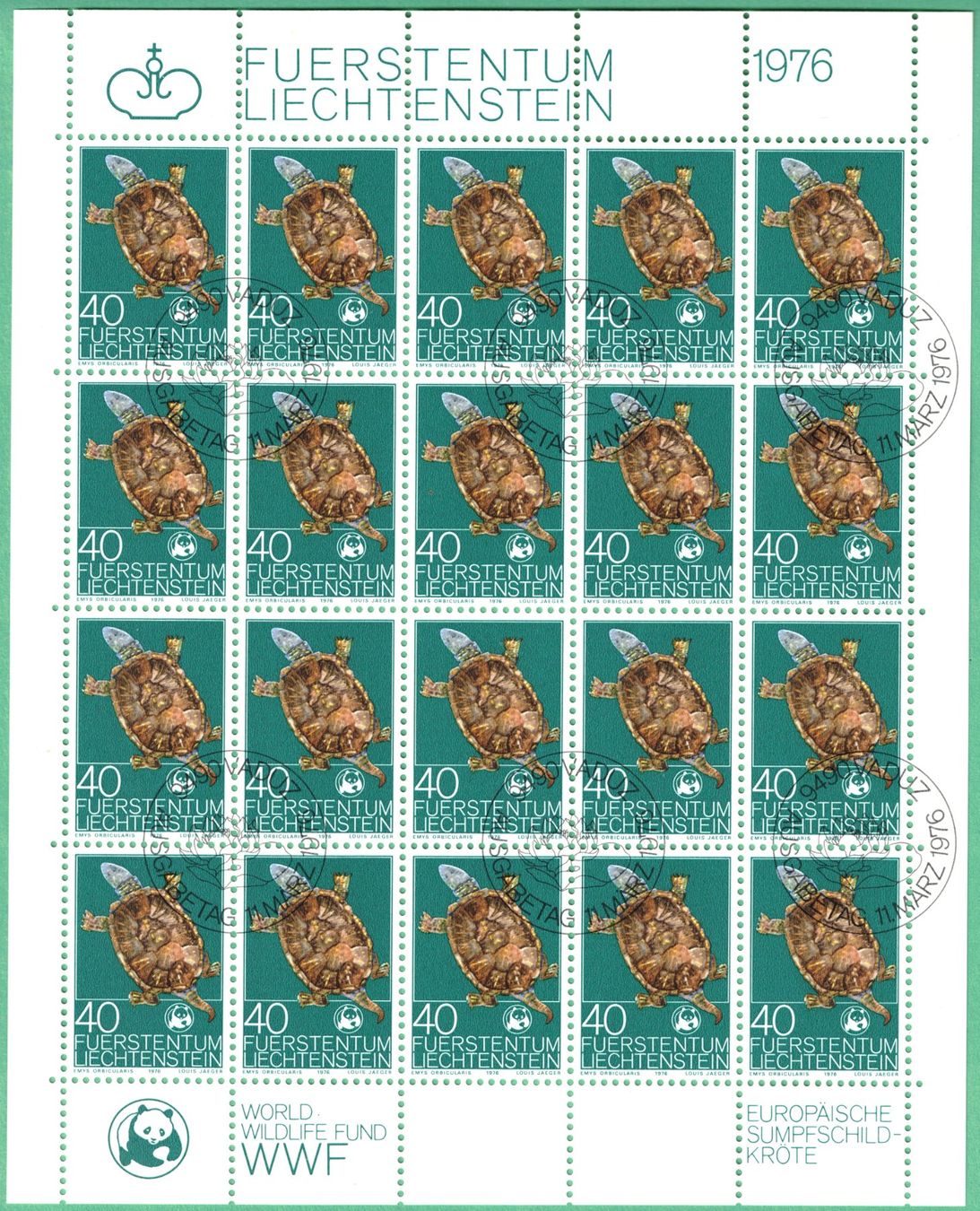Alle Briefmarken: KB  WWF  1976      gestempelt  Ersttag – Neu (gemäss Beschreibung) aus Mellingen von Ginger 2