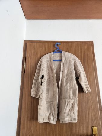 Gilet en Laine beige ouvert manches 3/4, Taille S/M