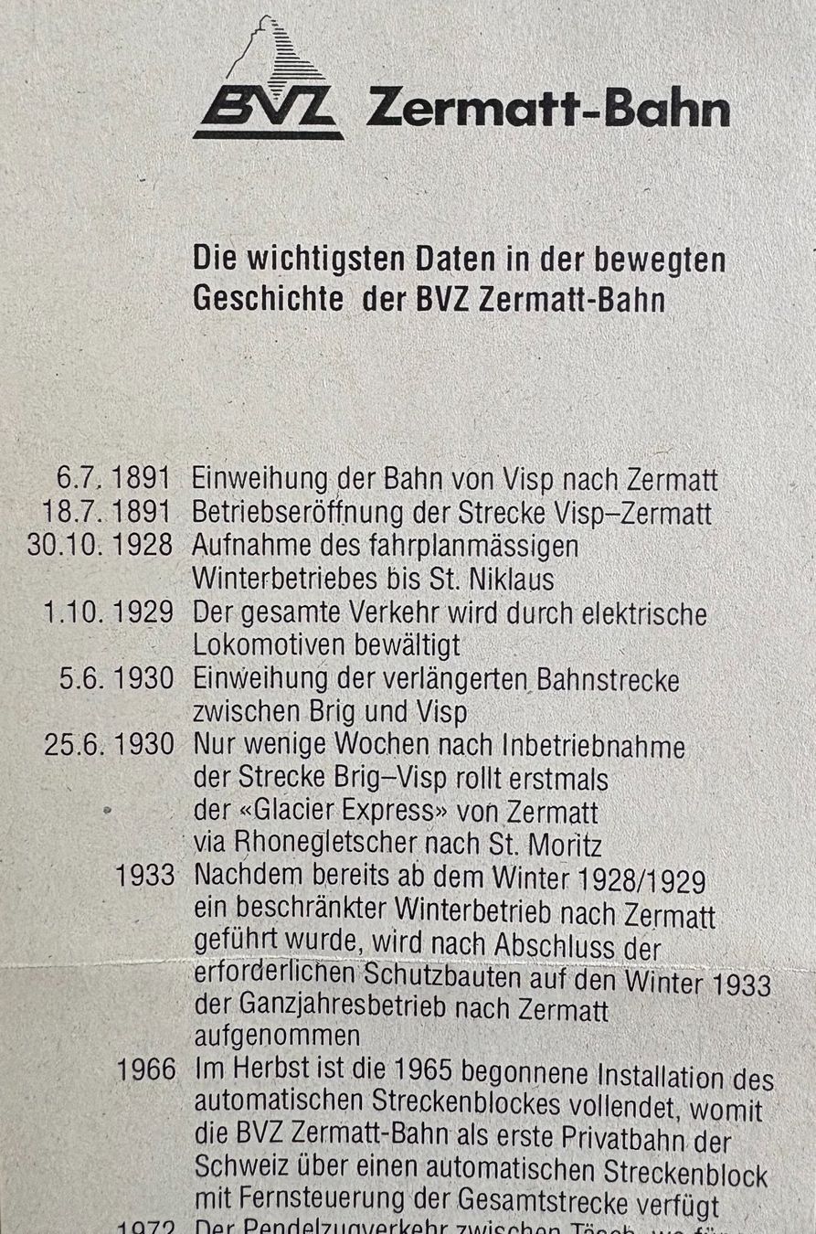 Dokumente: ZERMATT-BAHN 1891-1990 – Gebraucht aus Ostermundigen von wini63 1