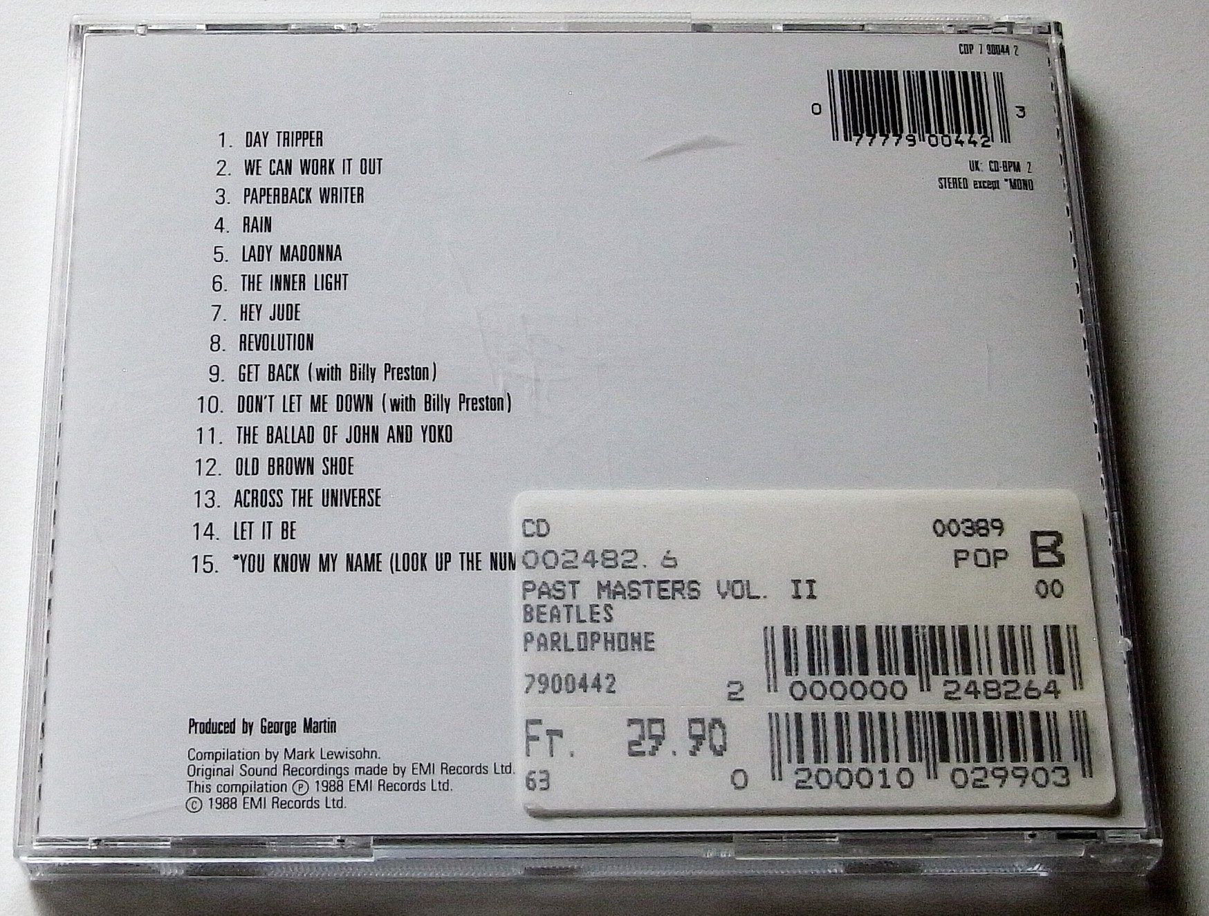CD: CD The Beatles,  Past Masters Volume Two – Usato da Derendingen venduto da Masterhall 2