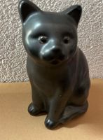 Katzenfigur Skulptur / 25 x 12 cm gross / gebrannter Ton