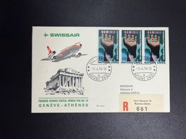 Swissair Erstflugbrief Genf-Athen ab UNO 1976