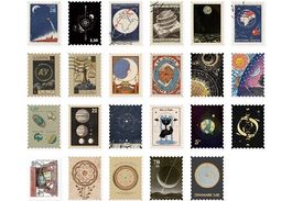 46 Stk. Aufkleber Briefmarken - Erdkunde