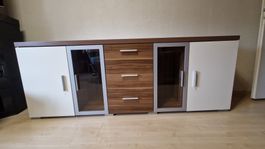Sideboard Holzoptik weiss Vitrine