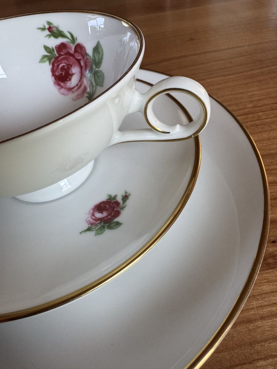 Kaiser Set di piatti: Kaiser Teetasse mit Dessertteller Rosen – Usato da Therwil venduto da rowe-spezial 2