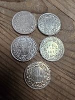 5 Schweizer Franken Münzen 2 Fr. 1967 Silber guter Zustand