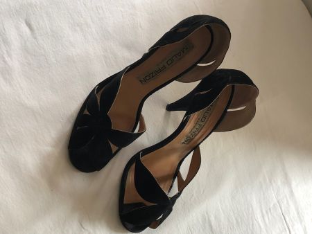 Chaussures soir vintage Maud Frizon daim noir 38 1/2